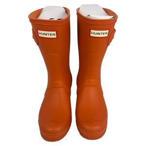Hunter Women's Original Short Wellington Orange Rubber Rain Boots Size US 7